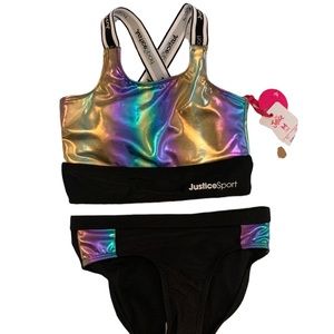 NWT Justice size 10 2pc color block bikini